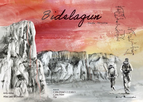 BIDELAGUN — Técnica mixta — 70×50