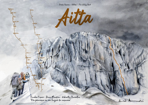 Aitta (Peña Santa) — Acuarela sobre papel — 70×50