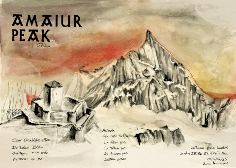 Amaiur Peak (Himalaya) — Acuarela sobre papel — 70×50