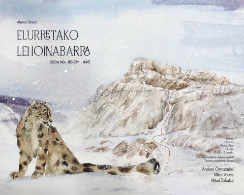 Elurretako Lehoinabarra (Pirineos) — Acuarela sobre papel — 70×50