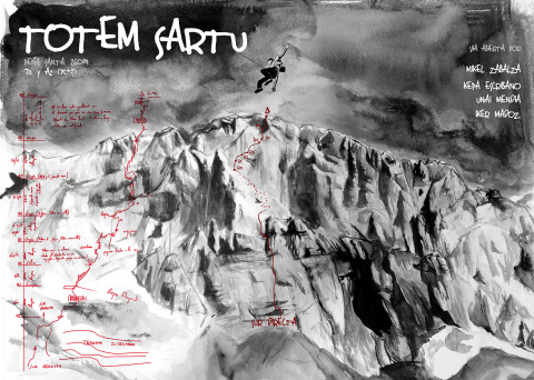 Totem sartu ( Peña Santa) — Acuarela sobre papel — 70×50