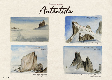 Tierra de Maud (Antártida) — Acuarela sobre papel — 70×50