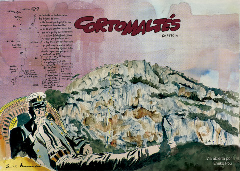 Corto Maltés — Acuarela sobre papel — 70×50
