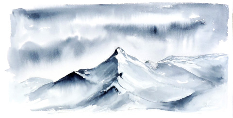 Txindoki &mdash; Acuarela sobre papel &mdash; 30&times;10