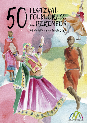 Festival folclórico del Pirineo (cartel) — Acuarela — 50×70