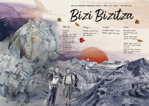 Bizi bizitza (pic du cascade orientale) — Acuarela sobre papel — 70×50