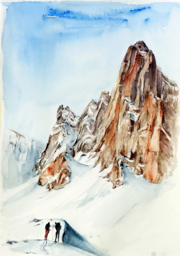Grand Aiguille d'Ansabère — Acuarela sobre papel — 29×38